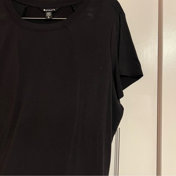 #111 ATHLETA BLACK SKYWAY FLUTTER SLEEVE TEE XL ATHLETIC TOP - Picture 3 of 6